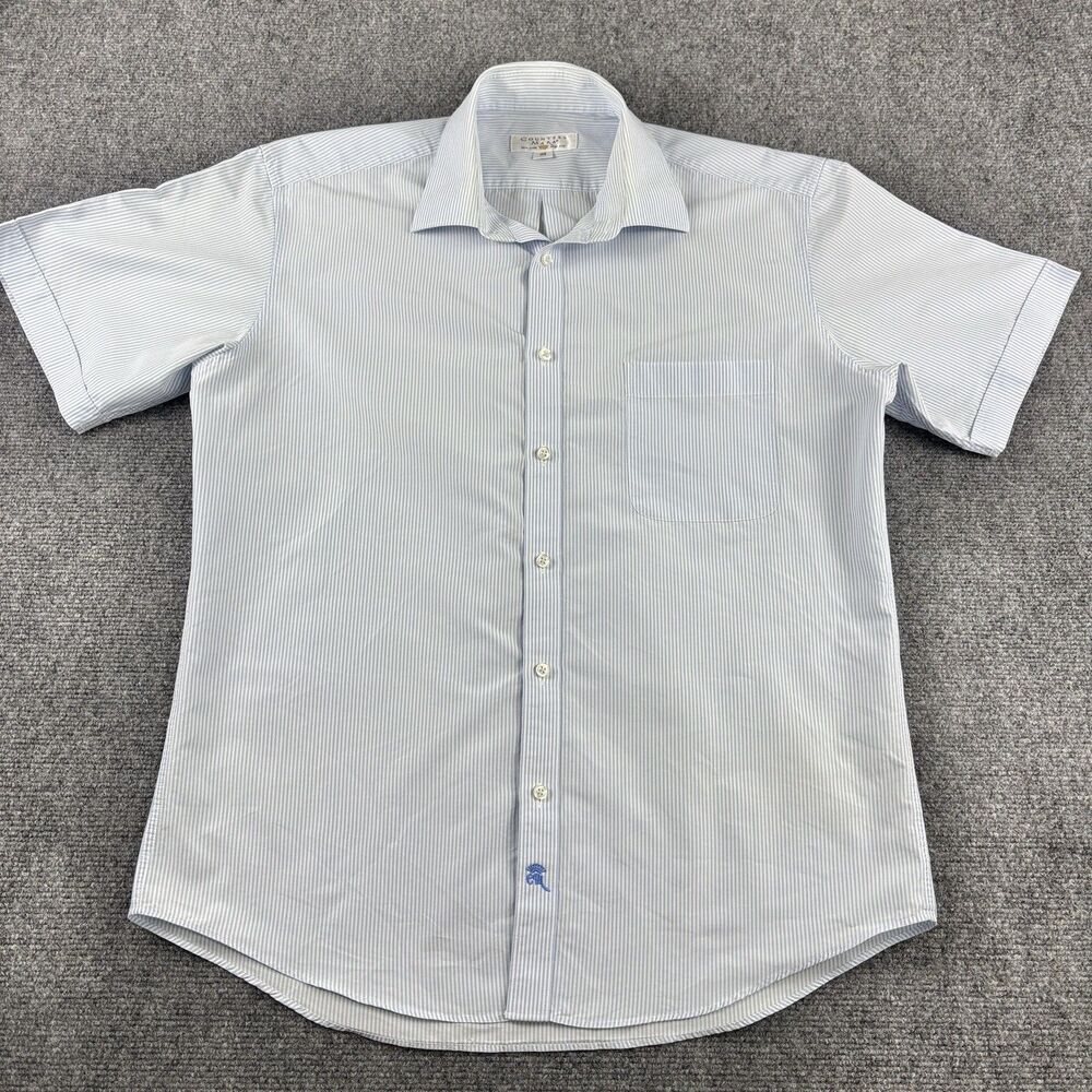 Countess Mara Mens 105 Shirt Blue Stripe Short Sleeve Pocket